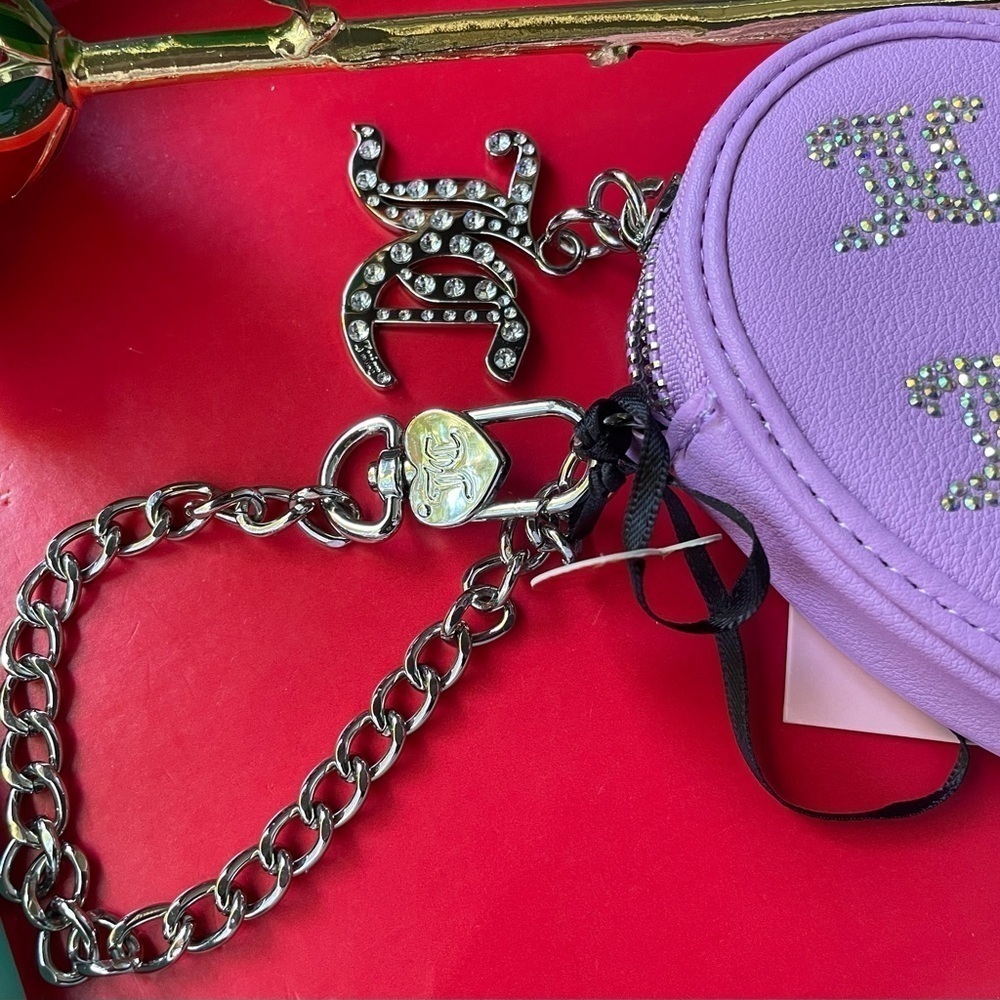 JUICY COUTURE WALLET,Juicy Couture Purple Heart Clutch - Picture 8 of 12